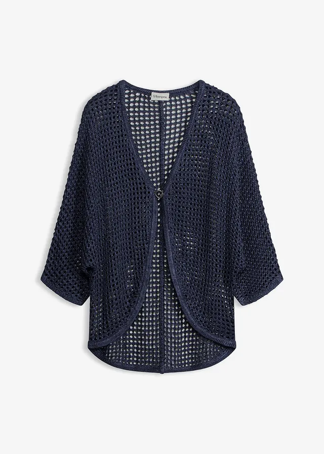 Jachetă tricotată ajurată • bleumarin • magazin bonprix