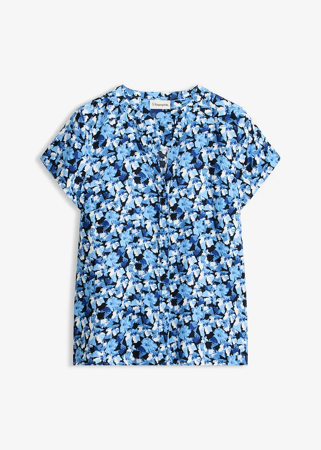 Blouse van viscose met korte mouwen • gentiaanblauw gebloemd • bonprix online shop