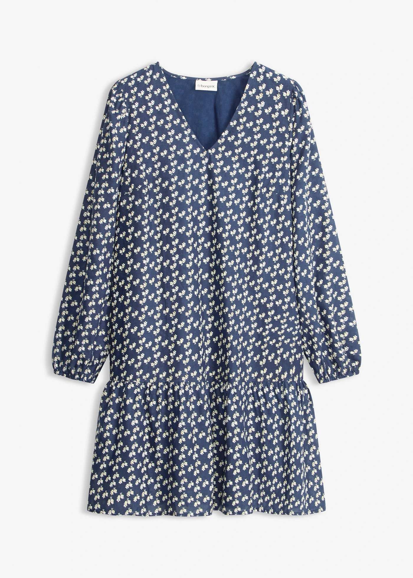 Robe courte effet froissé • bleu foncé floral • Boutique bonprix