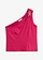 One shoulder top met sierlijk detail, Kleur: bessenrood