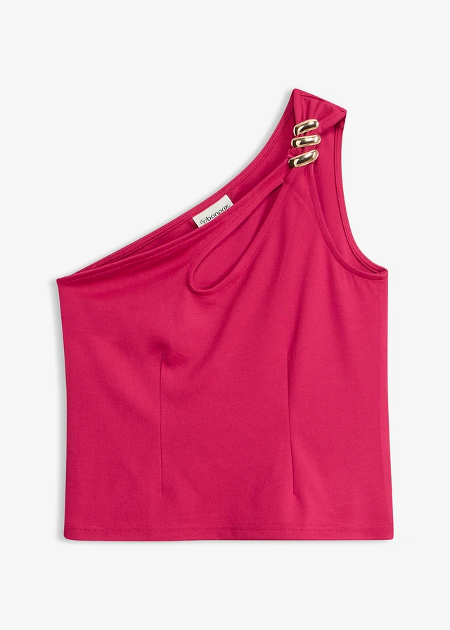 One shoulder top met sierlijk detail