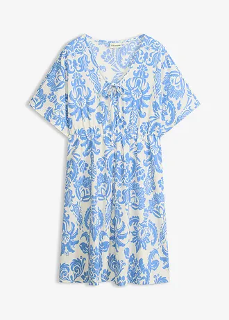 Tuniekjurk met diep decolleté • parelwit-blauw gedessineerd • bonprix online shop