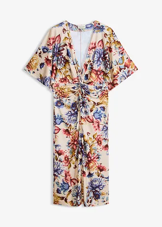 Midi jurk met twist-effect • lichtsand met print • bonprix online shop