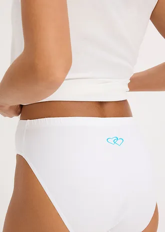 Lot de 6 slips coton doux avec imprimé cœurs • blanc/noir • Boutique bonprix