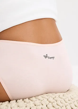 Figi maxi panty z miękkiej bawełny (4 pary) • czarny+kremowy jasnoróżowy • sklep bonprix