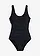 Corrigerend badpak met sierplooitjes, licht corrigerend, Kleur: zwart