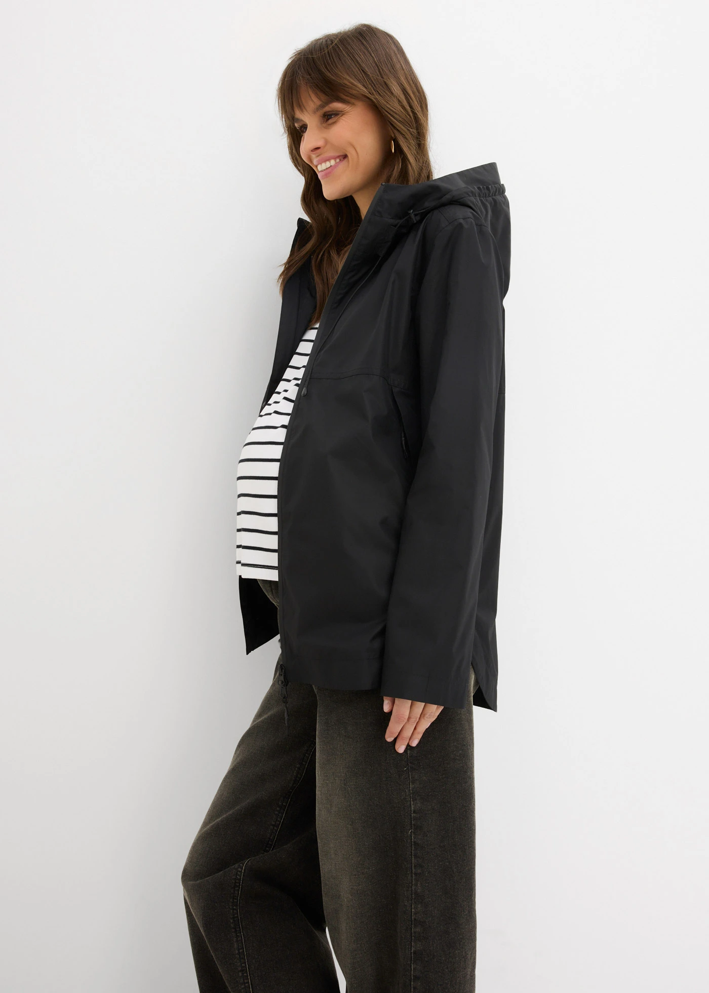 Veste de grossesse ultra-légère imperméable et coupe-vent, fonction portage • noir • Boutique bonprix