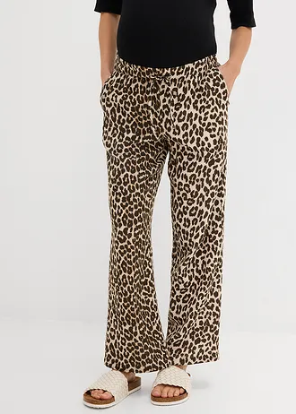 Pantalon de grossesse 2en1 en gaze de coton • grès-marron moyen-marron foncé-marron-noir léopard • Boutique bonprix