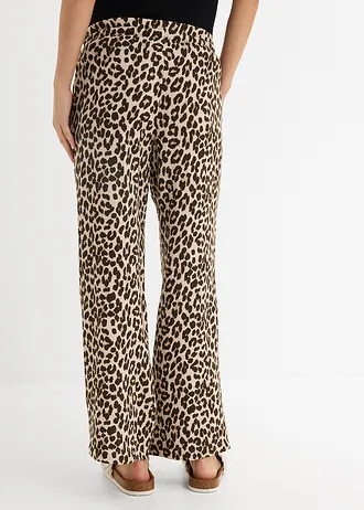 2-in-1 broek voor tijdens de zwangerschap en daarna van puur katoenen mousseline • natuursteen-middenbruin-donkerbruin-kastanjebruin-zwart met luipaardprint • bonprix online shop