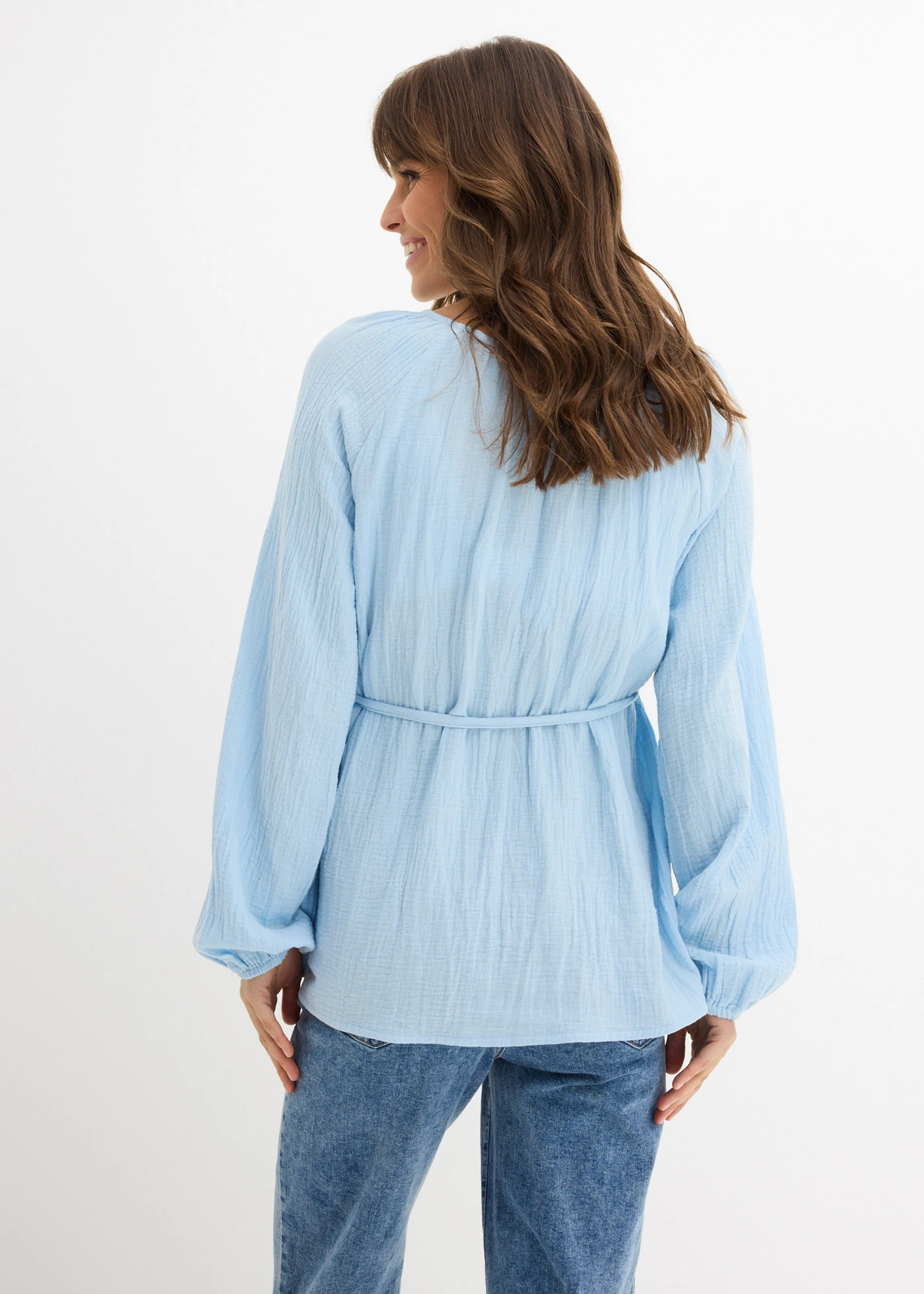 Blouse de grossesse en gaze de coton • bleu clair • Boutique bonprix