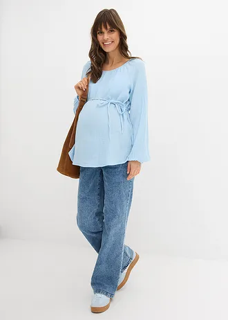 Zwangerschapsblouse van puur katoenen mousseline, Kleur: lichtblauw