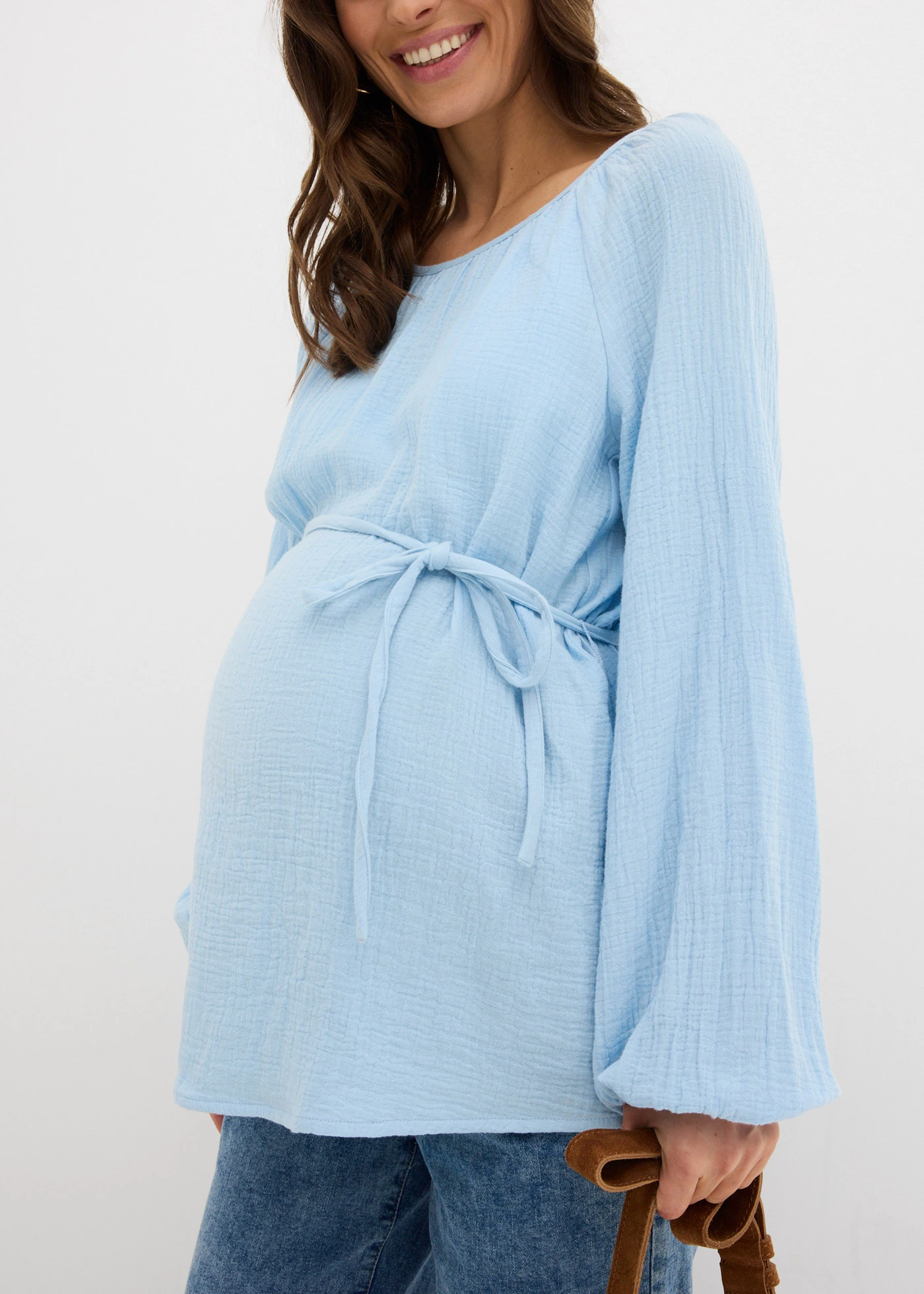 Blouse de grossesse en gaze de coton • bleu clair • Boutique bonprix