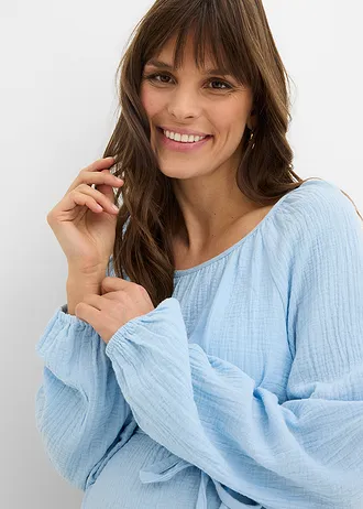 Blouse de grossesse en gaze de coton • bleu clair • Boutique bonprix