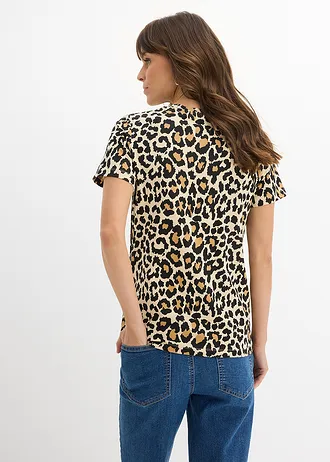 Materské tričko 2v1, na dojčenie, z bio bavlny (2 ks) • čierna-béžová leopard potlačená • obchod bonprix