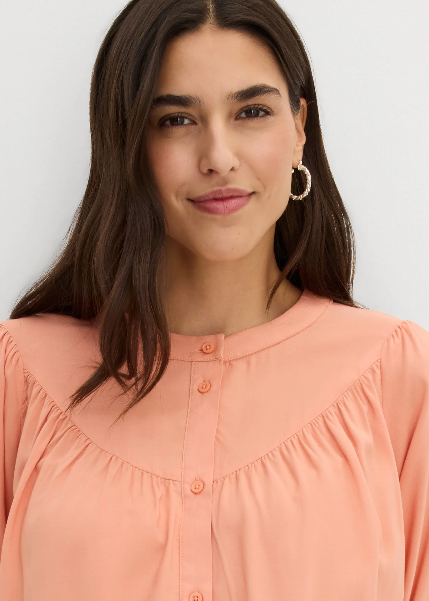 Bluzka w stylu preriowym z lejącej wiskozy • kremowy morelowy • sklep bonprix