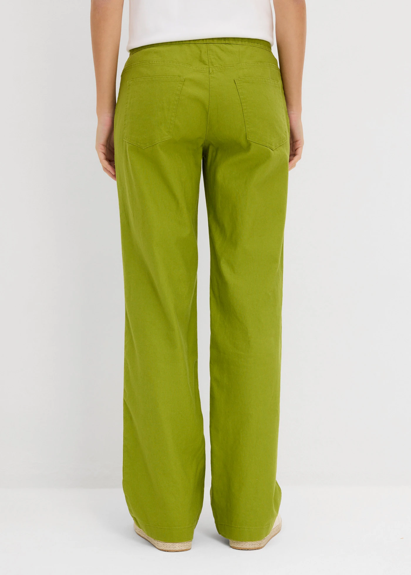 Široké kalhoty se lnem • mechově zelená • bonprix obchod