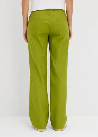 Wijde broek met linnen • mosgroen • bonprix online shop