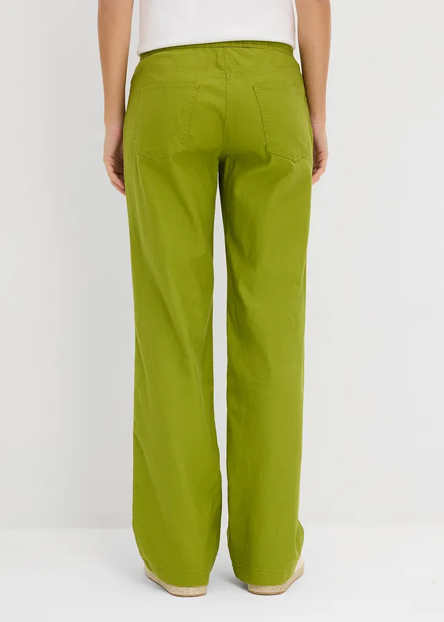 Wijde broek met linnen • mosgroen • product-page.page-title-suffix