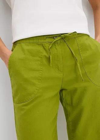 Pantalon large en lin et coton • vert mousse • Boutique bonprix