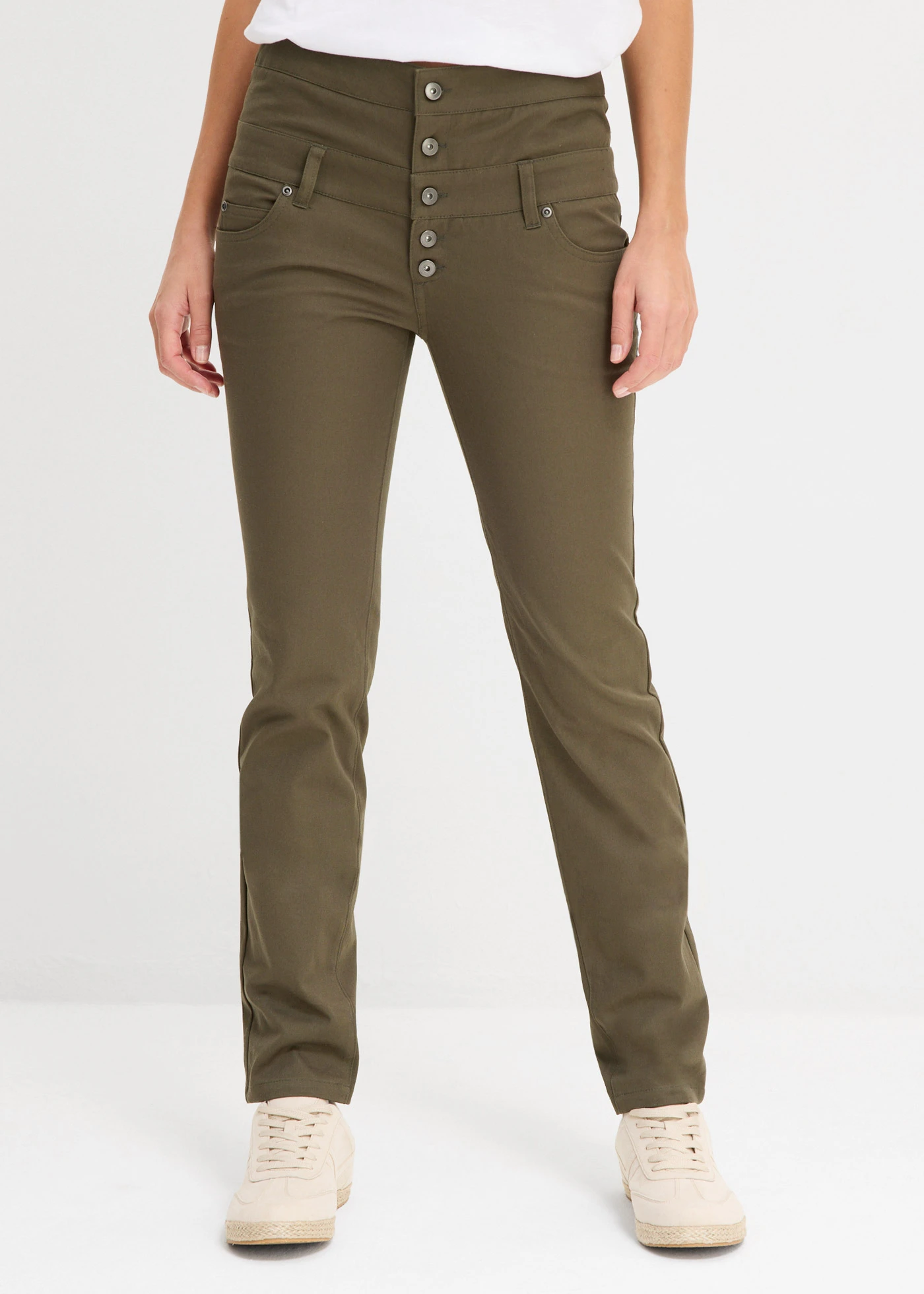 Stretch twill broek • donkerolijfgroen • bonprix online shop