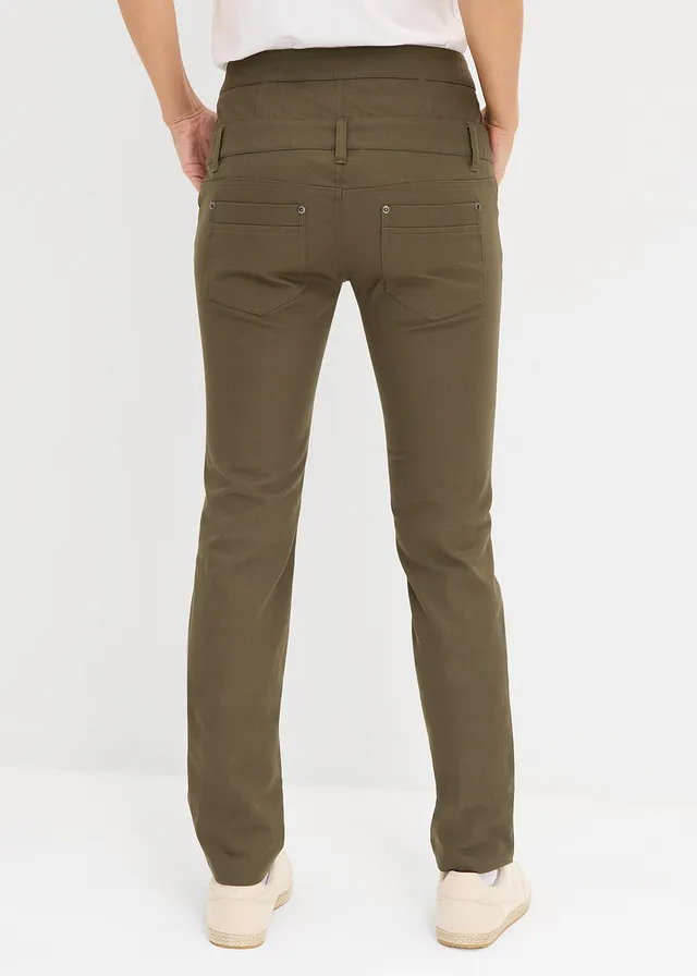 Pantalon en twill extensible, Couleur: olive foncé