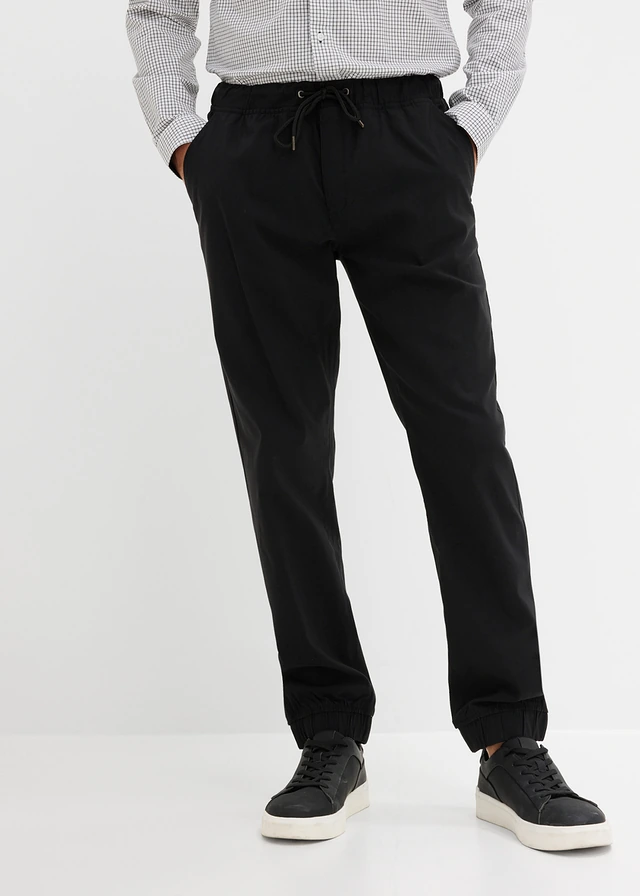 Pantalon jogger décontracté, droit, Couleur: noir