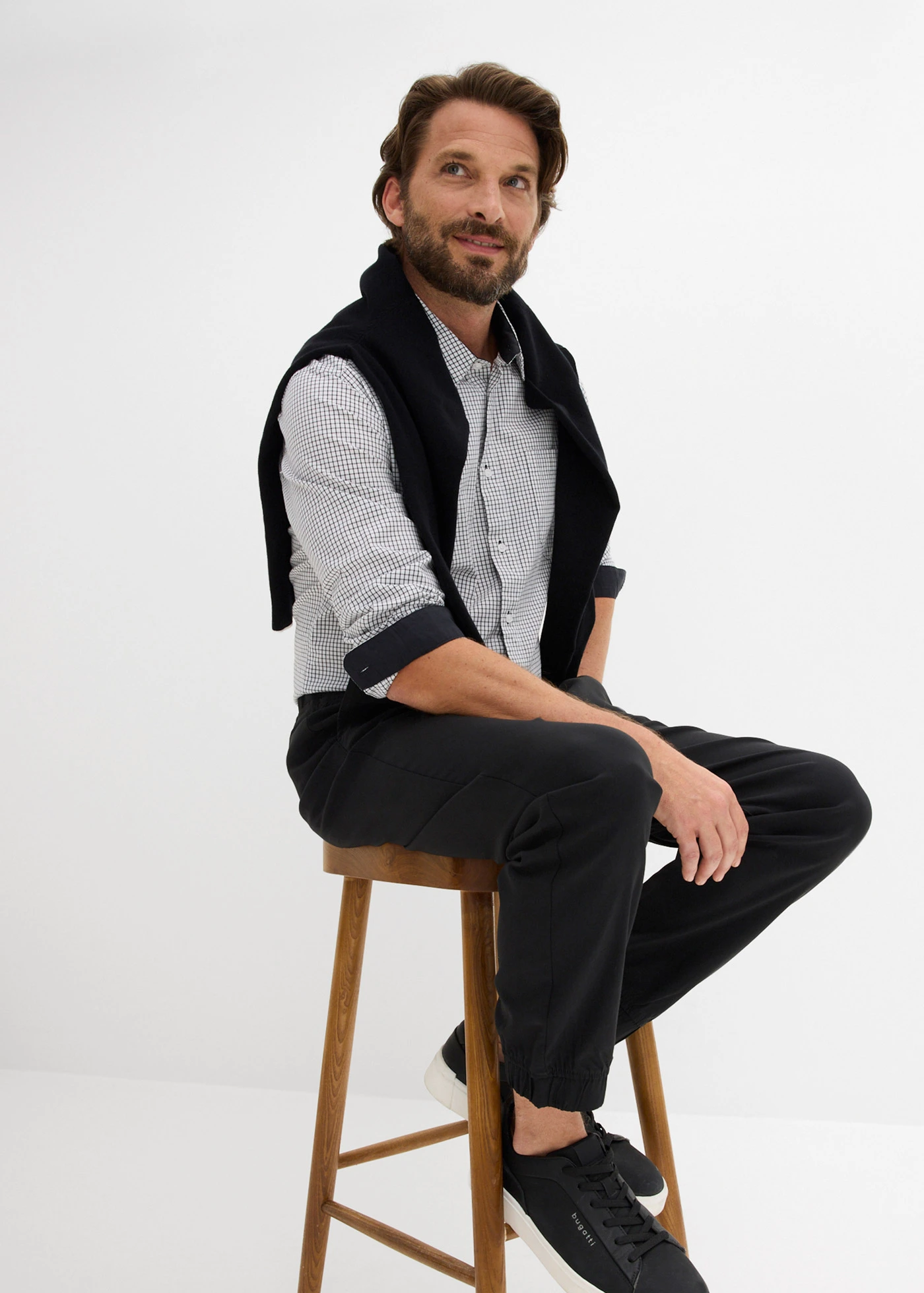 Kalhoty bez zapínání, Relaxed Fit, Straight • černá • bonprix obchod