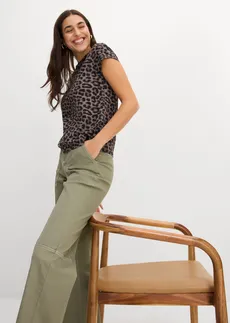 Bluză tricot (set/3 buc.) • alb+negru+leo • magazin bonprix