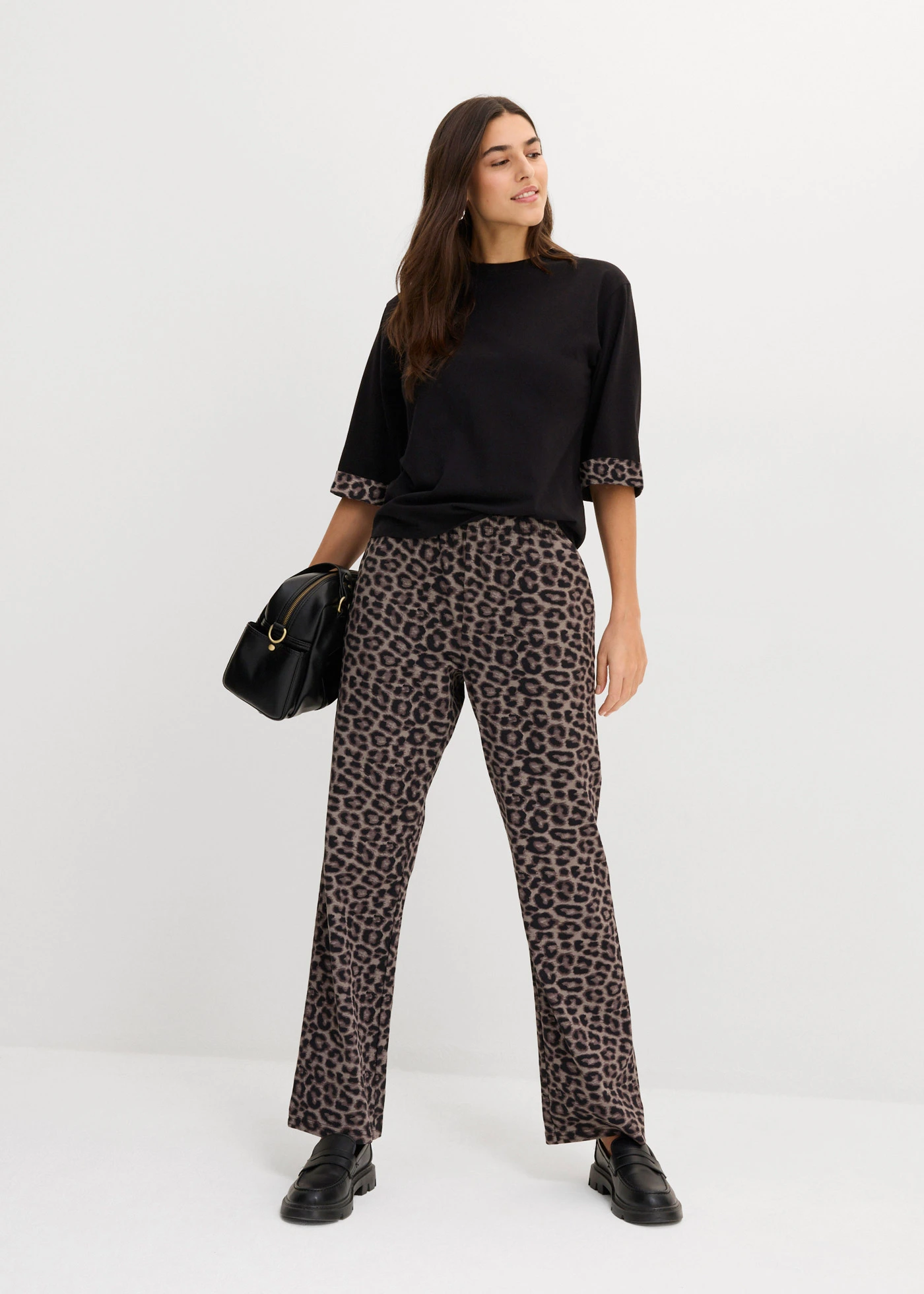 Mikina, leopardia, z bavlneného mixu • čierna -tmavohnedá-stredne hnedá-prírodný kameň leopard • obchod bonprix