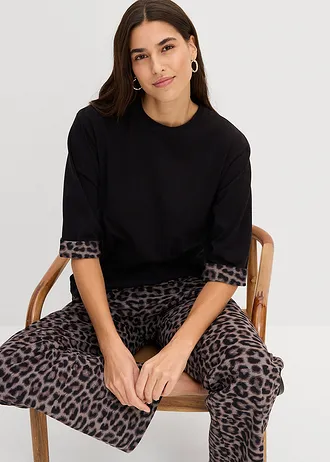 Mikina, leopardia, z bavlneného mixu • čierna -tmavohnedá-stredne hnedá-prírodný kameň leopard • obchod bonprix