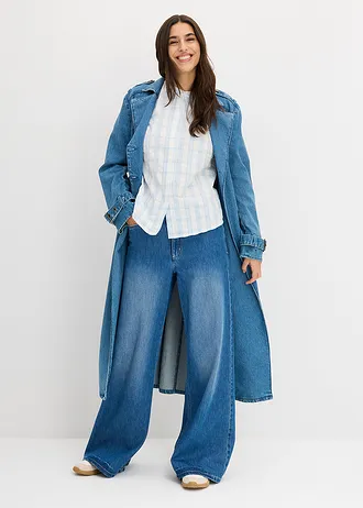 Chemisier 100% coton • écru-bleu poudré carreaux • Boutique bonprix