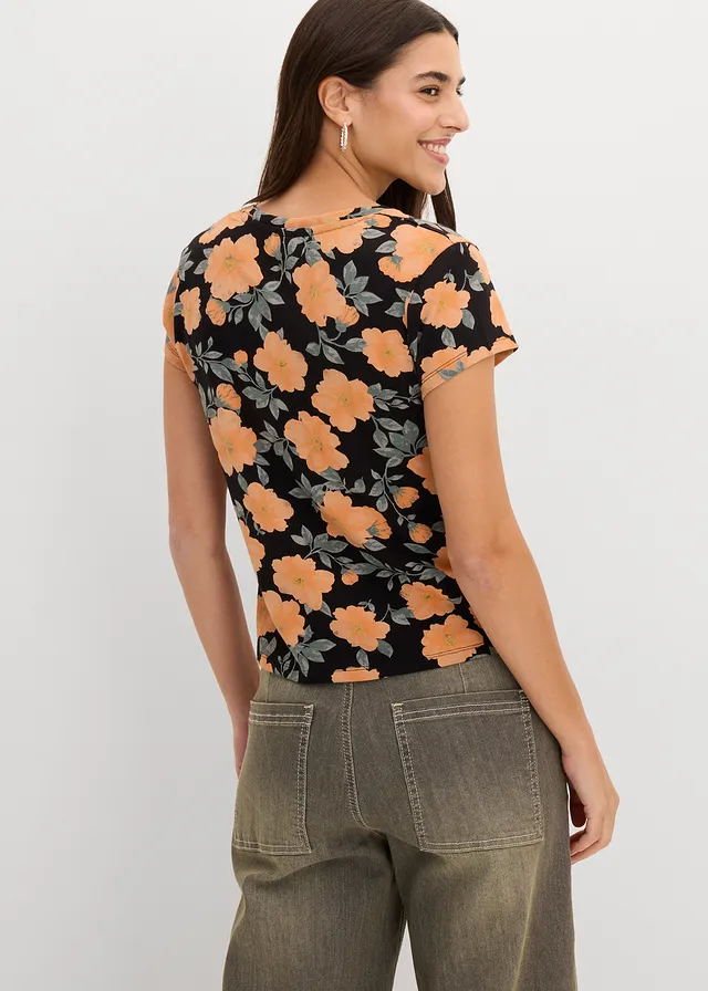 T-shirt 100% coton, Couleur: noir imprimé