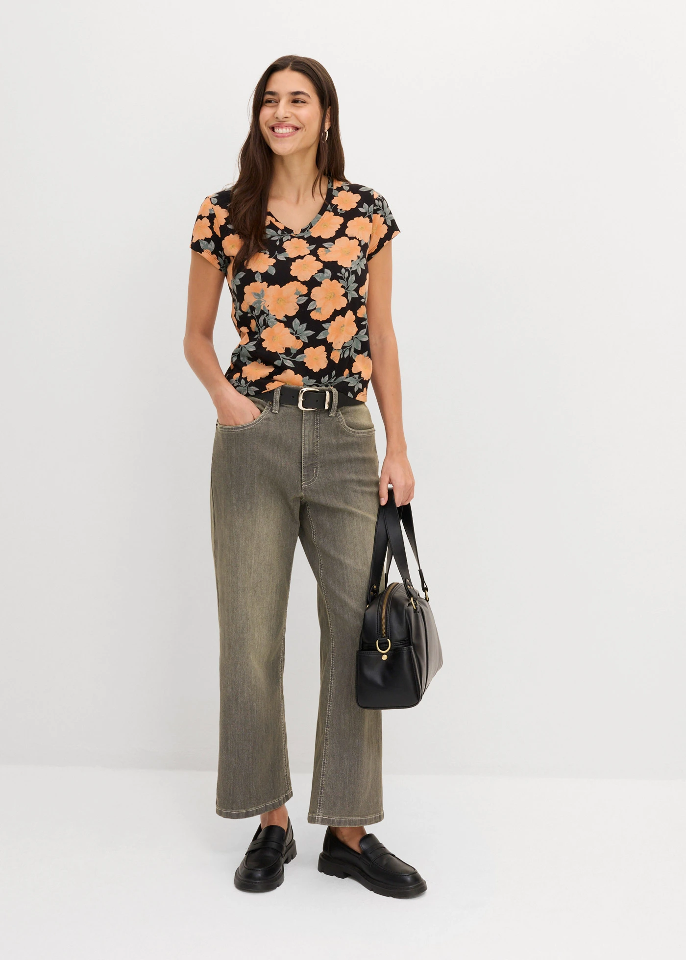 Tričko z čistej bavlny • čierna potlačená • obchod bonprix