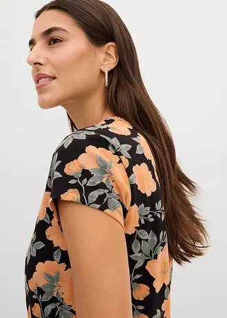 Póló tiszta pamutból • fekete + mintás • bonprix áruház