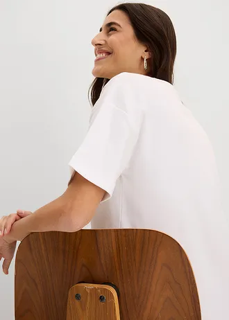 T-shirt ample 100% coton • blanc floral • Boutique bonprix