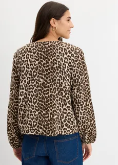 Bolero van mousseline, Kleur: kiezelbeige luipaardprint