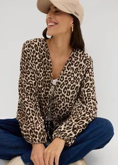 Mušelínové bolero • štrkovo béžová leopardia potlačená • obchod bonprix