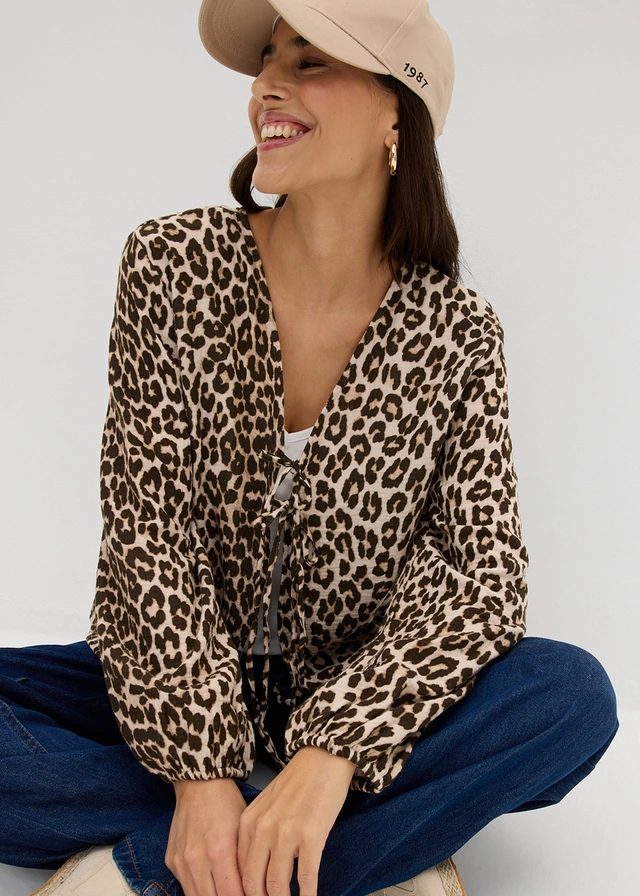 Bolero van mousseline • kiezelbeige luipaardprint • product-page.page-title-suffix