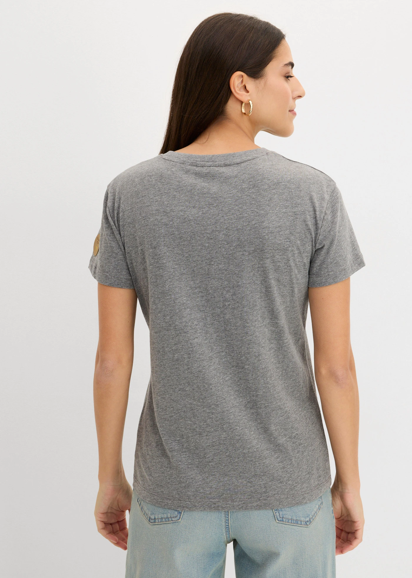 T-shirt met borduursel • grijs gemêleerd/rood • bonprix online shop