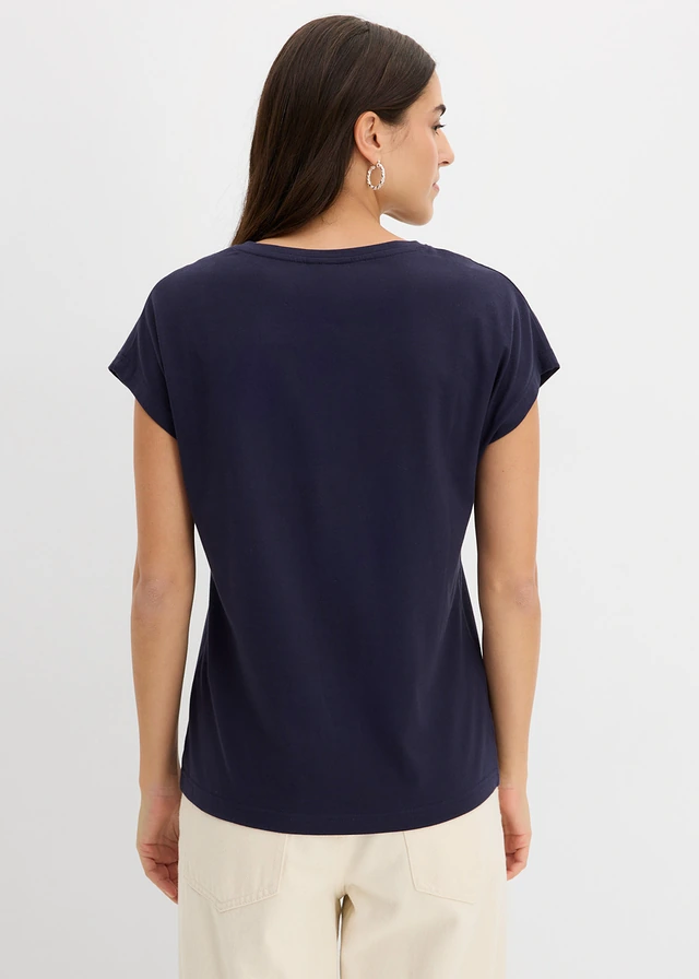 T-shirt, Couleur: bleu foncé   blanc