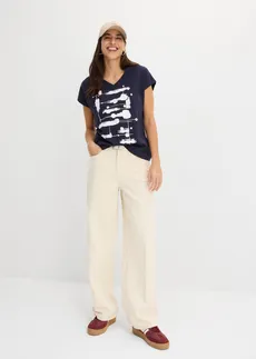 T-shirt • bleu foncé/blanc • Boutique bonprix