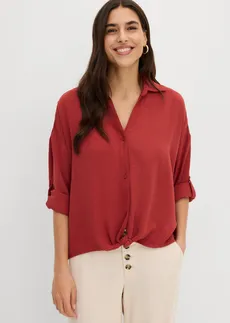 Blouse van licht crêpe, Kleur: woestijnrood