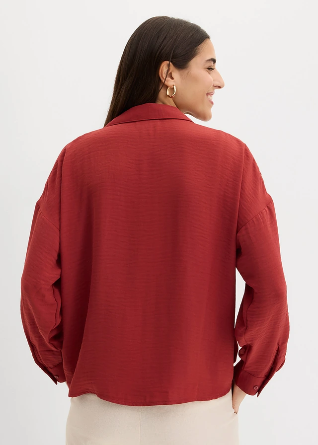 Blouse van licht crêpe, Kleur: woestijnrood