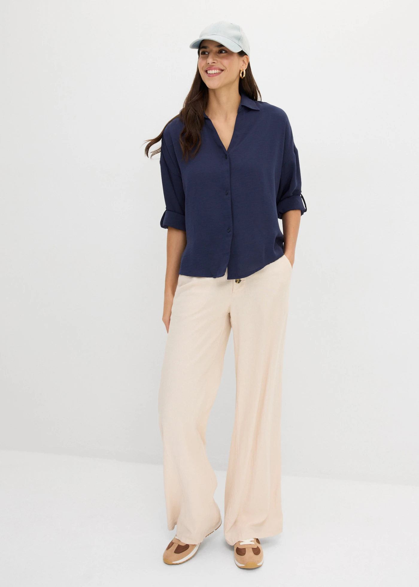 Blouse van licht crêpe • donkerblauw • bonprix online shop