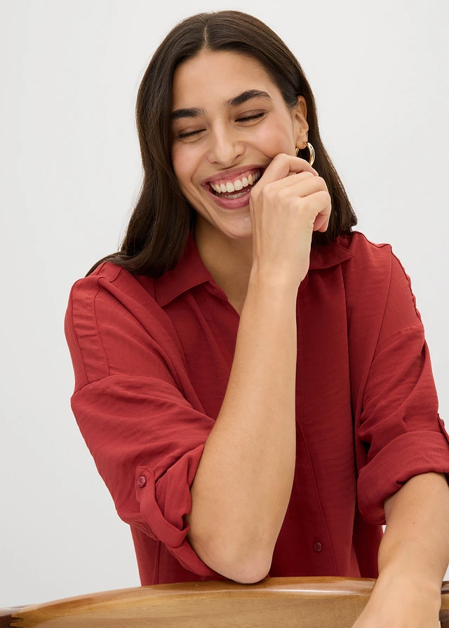 Blouse van licht crêpe • woestijnrood • product-page.page-title-suffix