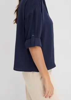 Blouse van licht crêpe • donkerblauw • bonprix online shop
