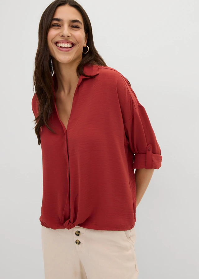 Blouse van licht crêpe • woestijnrood • product-page.page-title-suffix