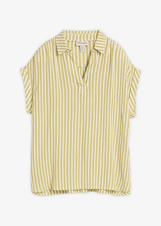 Blouse van soepele viscose, korte mouw • cactusgroen/wit gestreept • bonprix online shop
