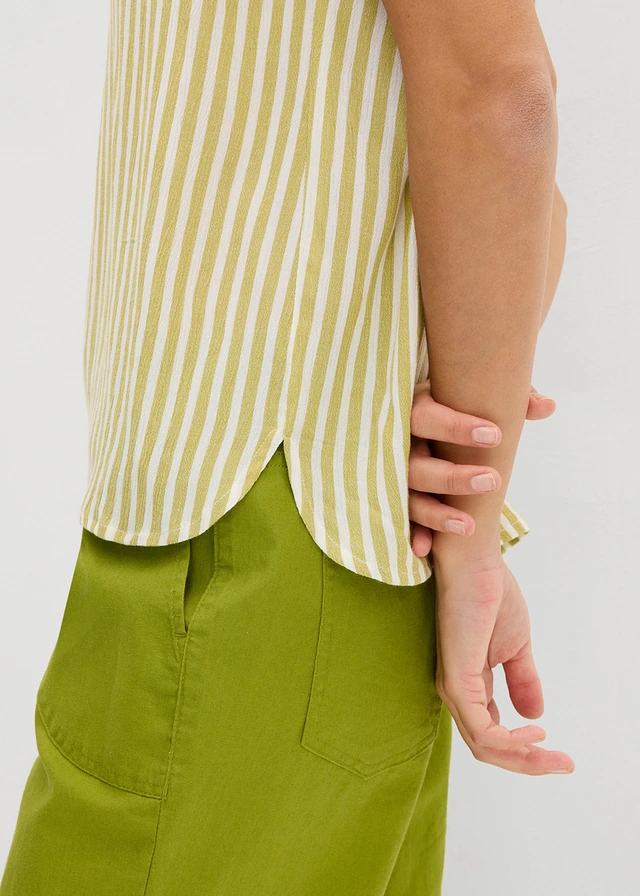 Blouse van soepele viscose, korte mouw • cactusgroen/wit gestreept • product-page.page-title-suffix