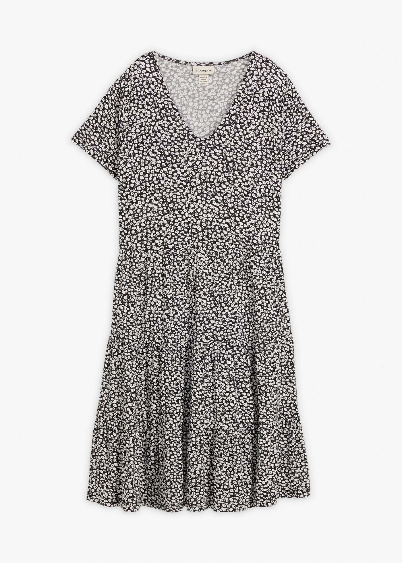 Robe en jersey viscose • noir-écru • Boutique bonprix